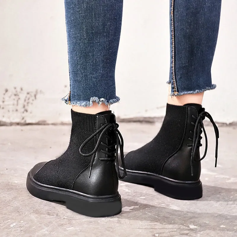 Stretch Sock Boots Thick-soled Motorcycle Boots