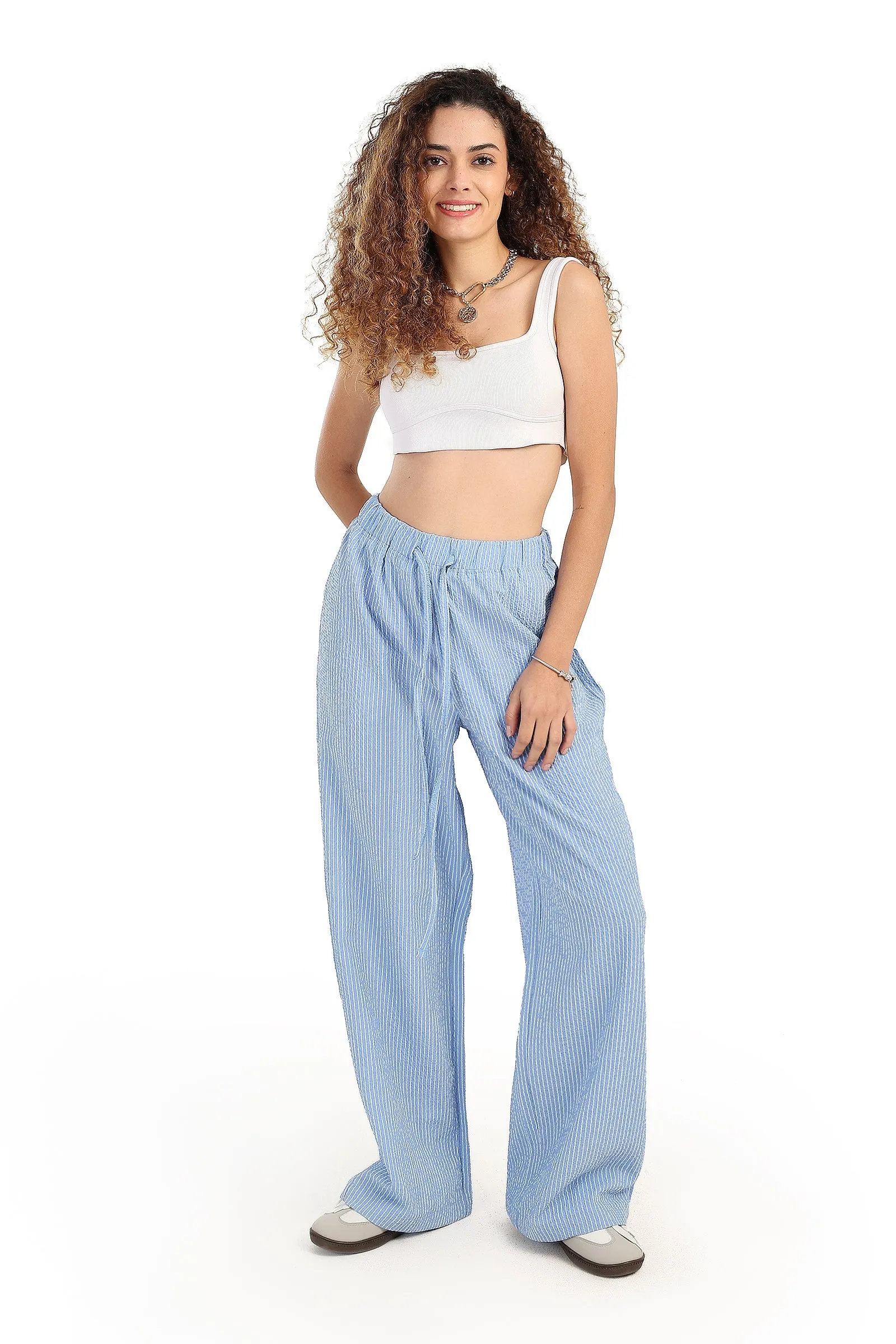 Striped Wide-Leg Pants