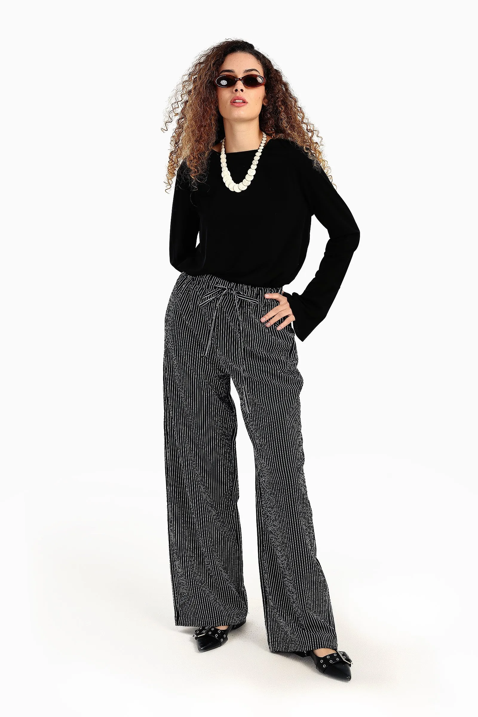 Striped Wide-Leg Pants