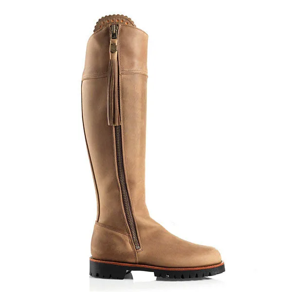 Tall metal embellished low square heel boots
