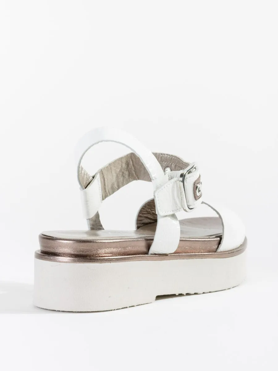 tall wedge sandal - white patent