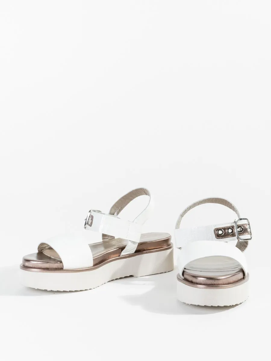 tall wedge sandal - white patent