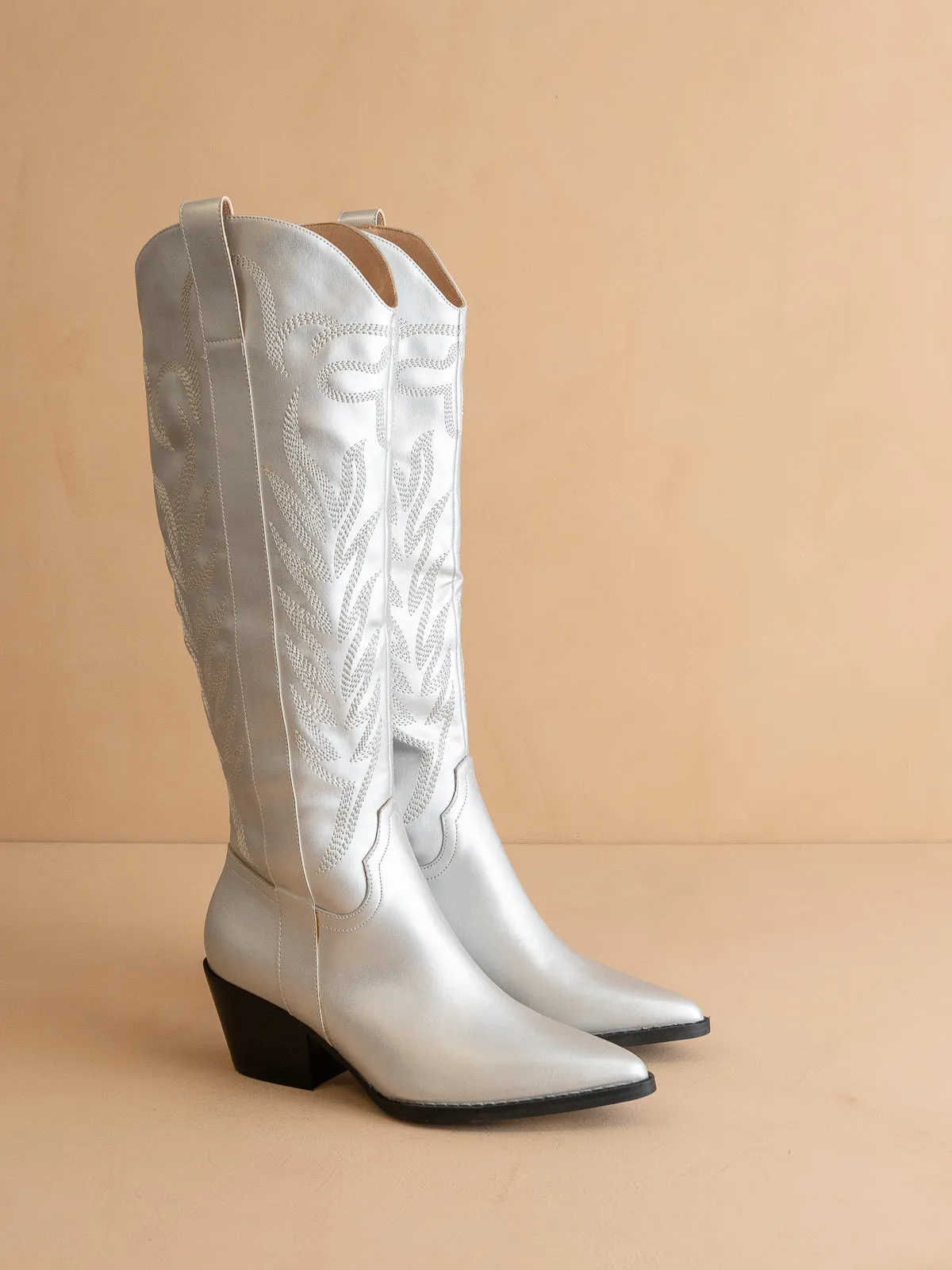 The Samara | Silver Embroidered Tall Boot