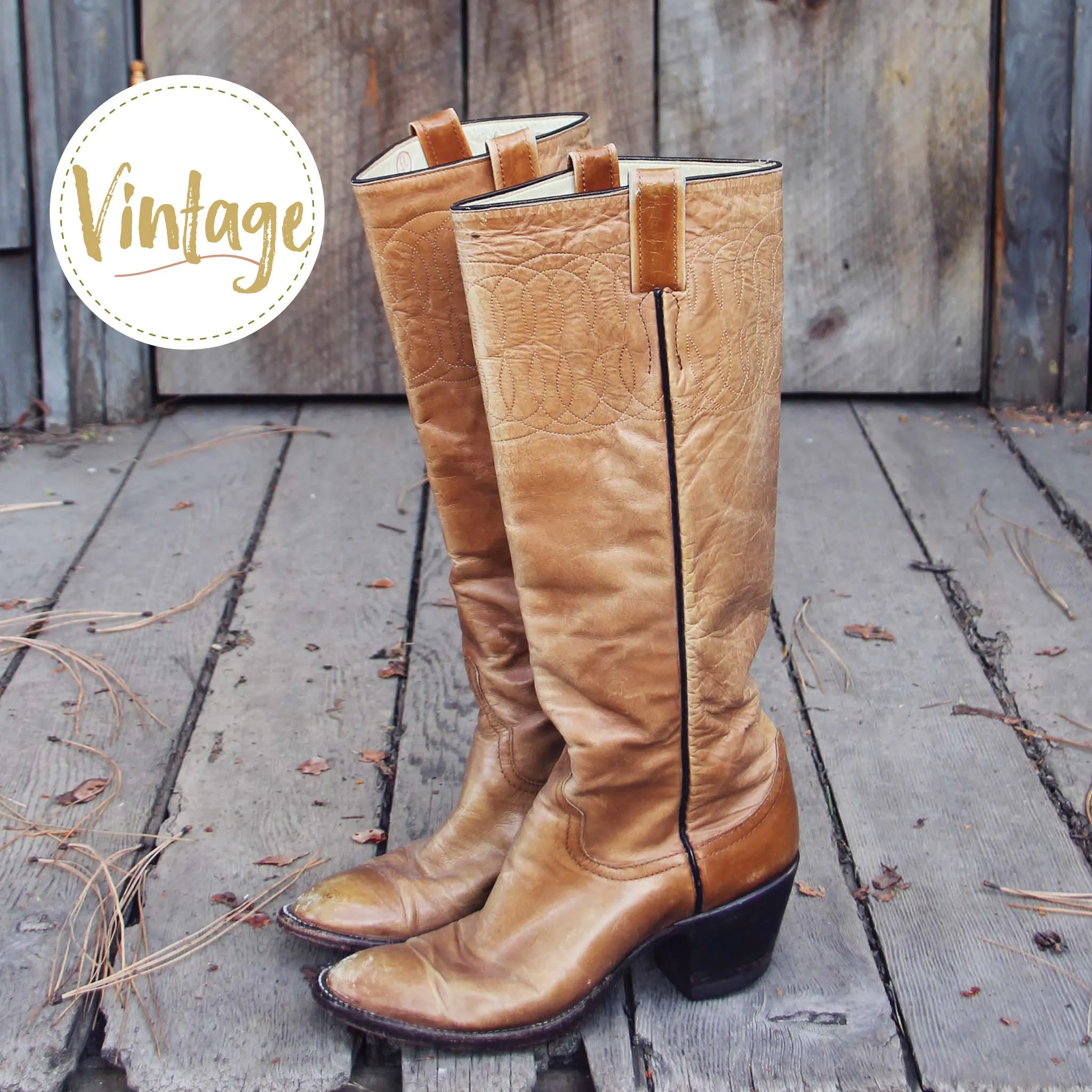 Vintage Taupe Stitch Boots