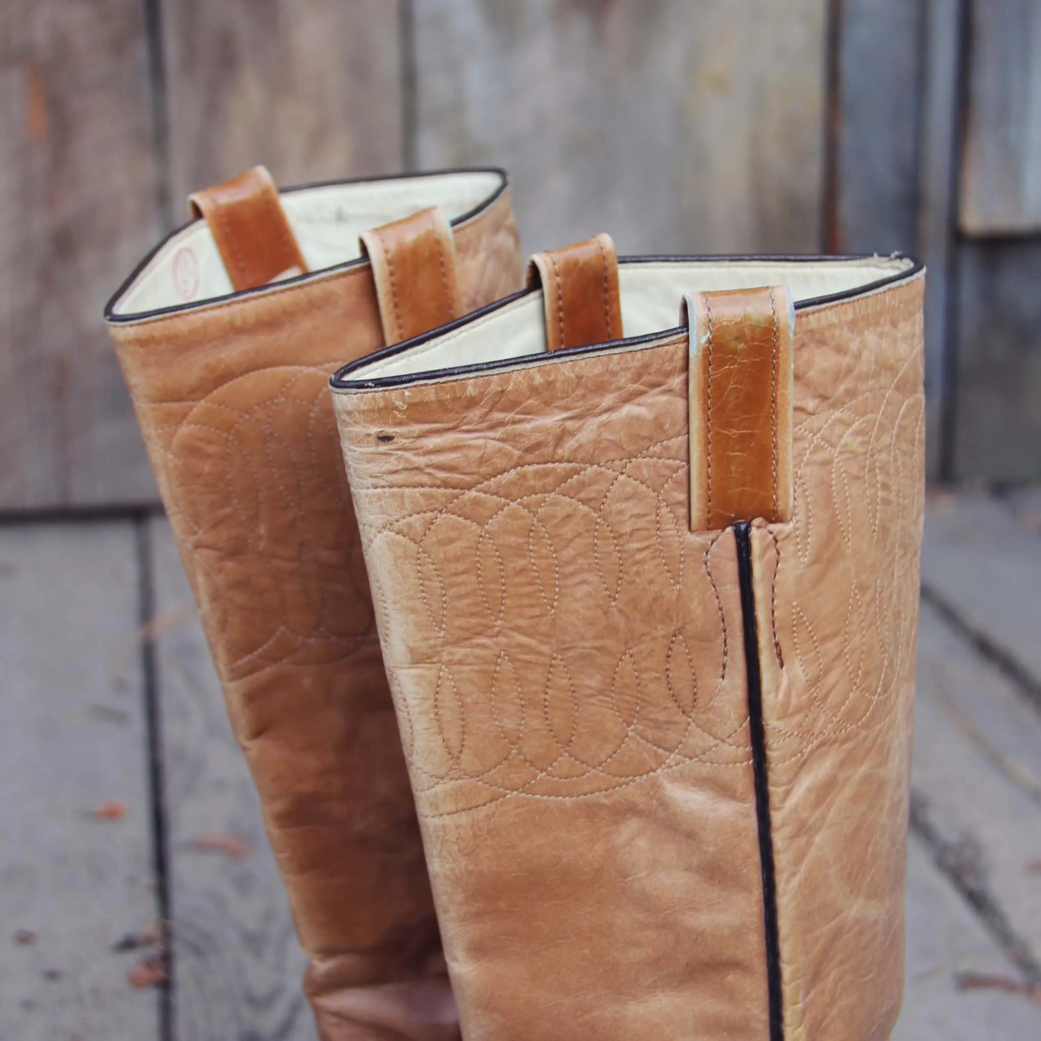 Vintage Taupe Stitch Boots
