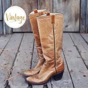 Vintage Taupe Stitch Boots