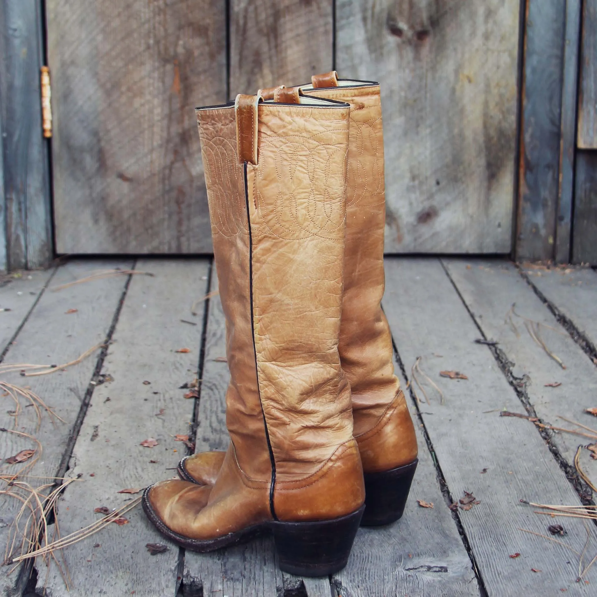 Vintage Taupe Stitch Boots