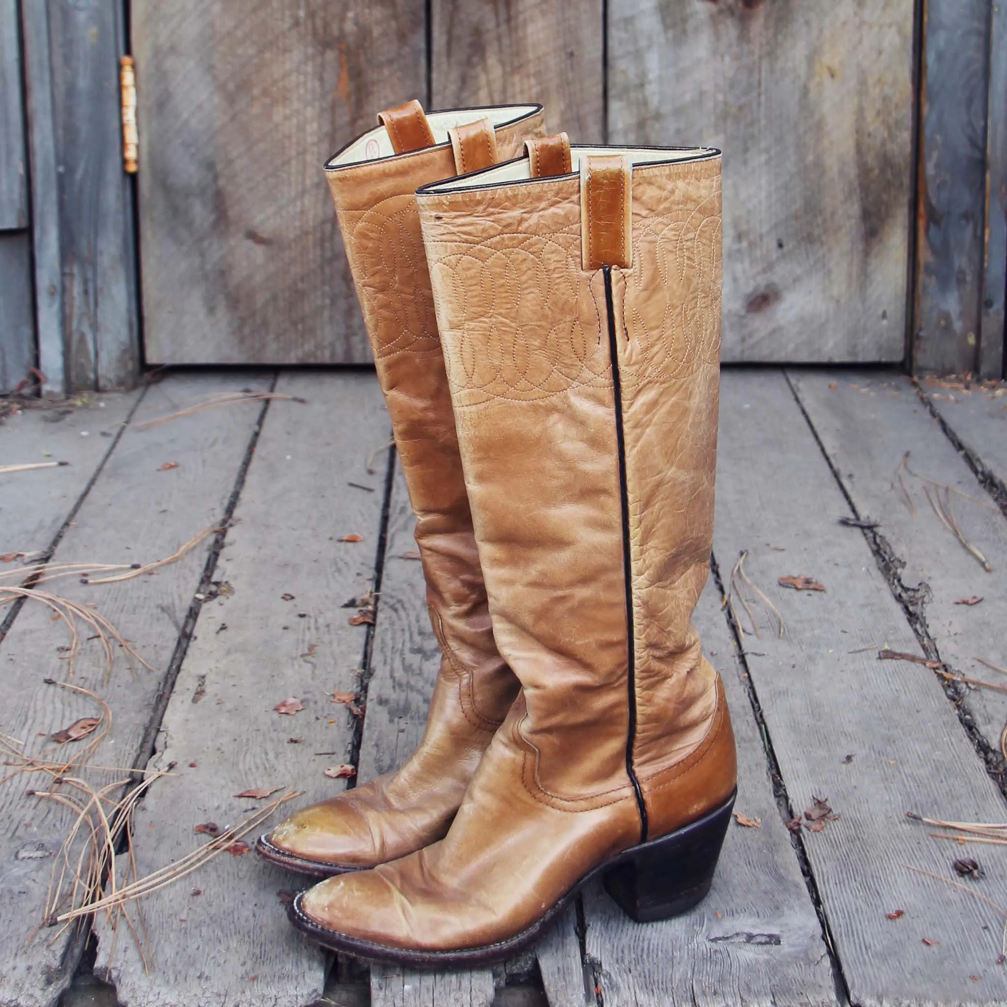 Vintage Taupe Stitch Boots