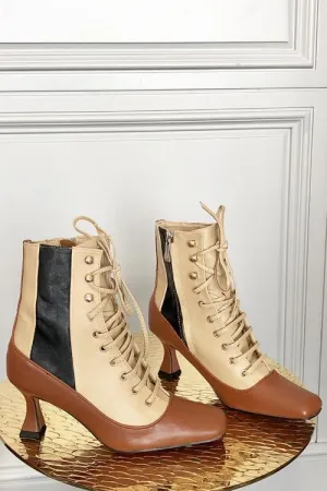 Vintage Zipper Lace Up Boots