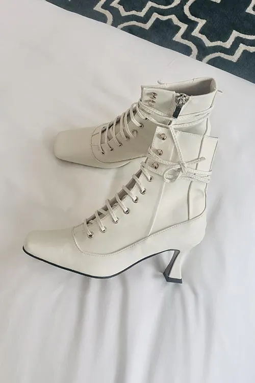 Vintage Zipper Lace Up Boots