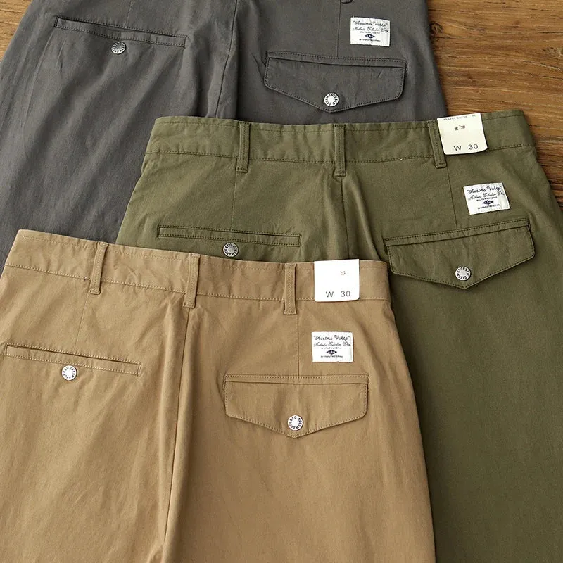 Washed Thin Compatible Dad Pants - Men's Fashion Casual Straight Trousers in 97% Cotton