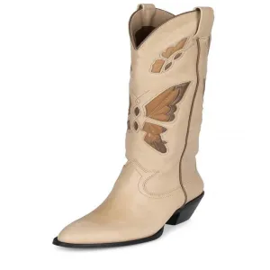 Western Boots Stunning Butterfly Inlay Woman Mid Calf Boots