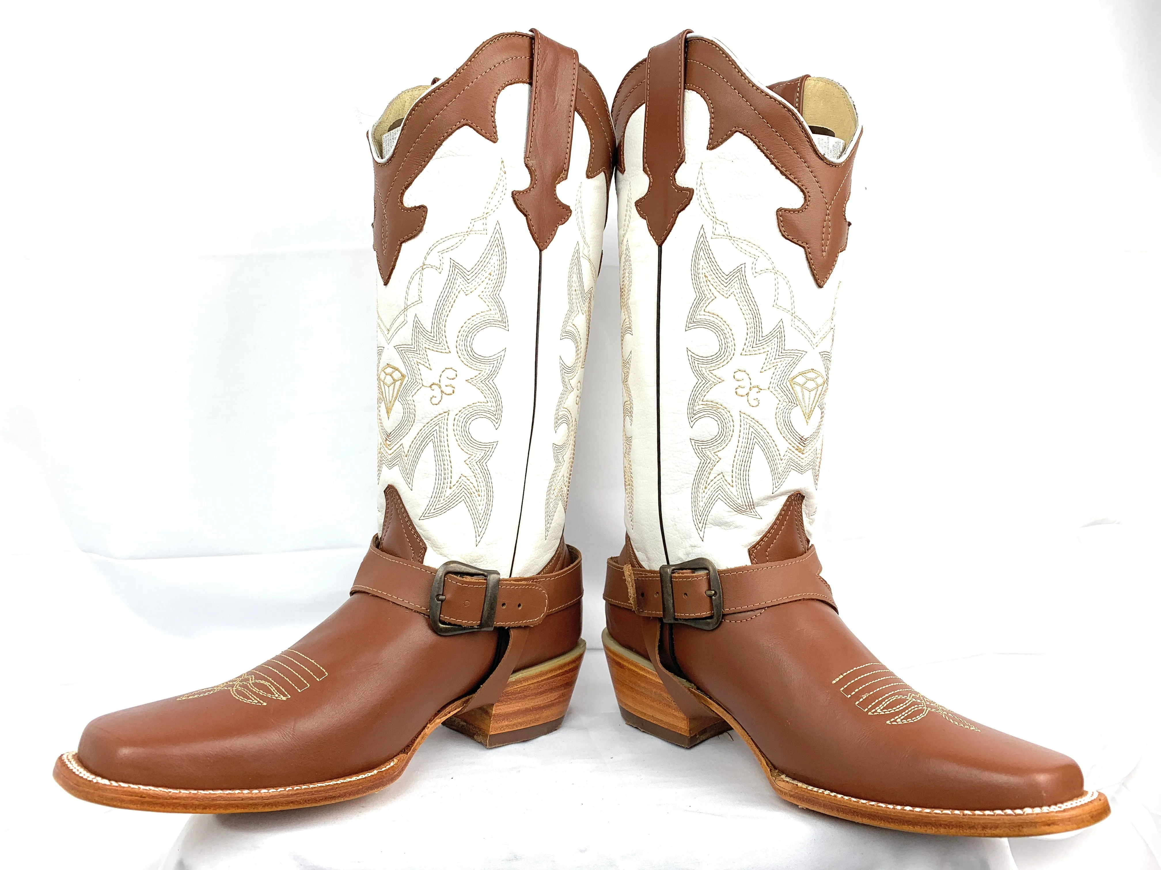 White Diamonds Women's Tan/ White Rodeo square Toe Boots