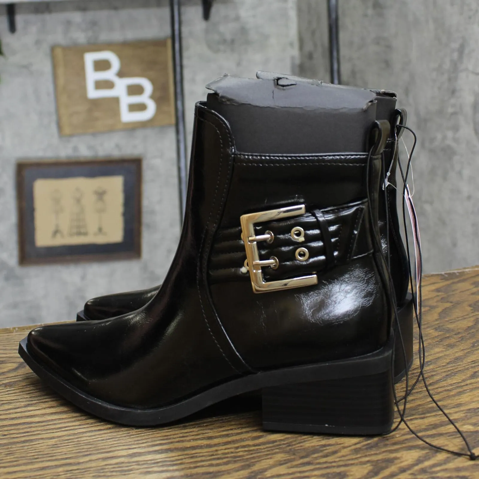 Wild Fable Giovanna Buckle Western Ankle Boots Memory Foam Insole Black 7.5M