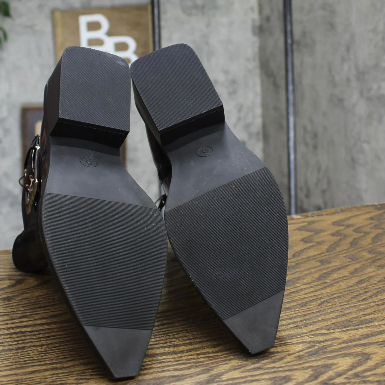 Wild Fable Giovanna Buckle Western Ankle Boots with Memory Foam Insole Black 6M