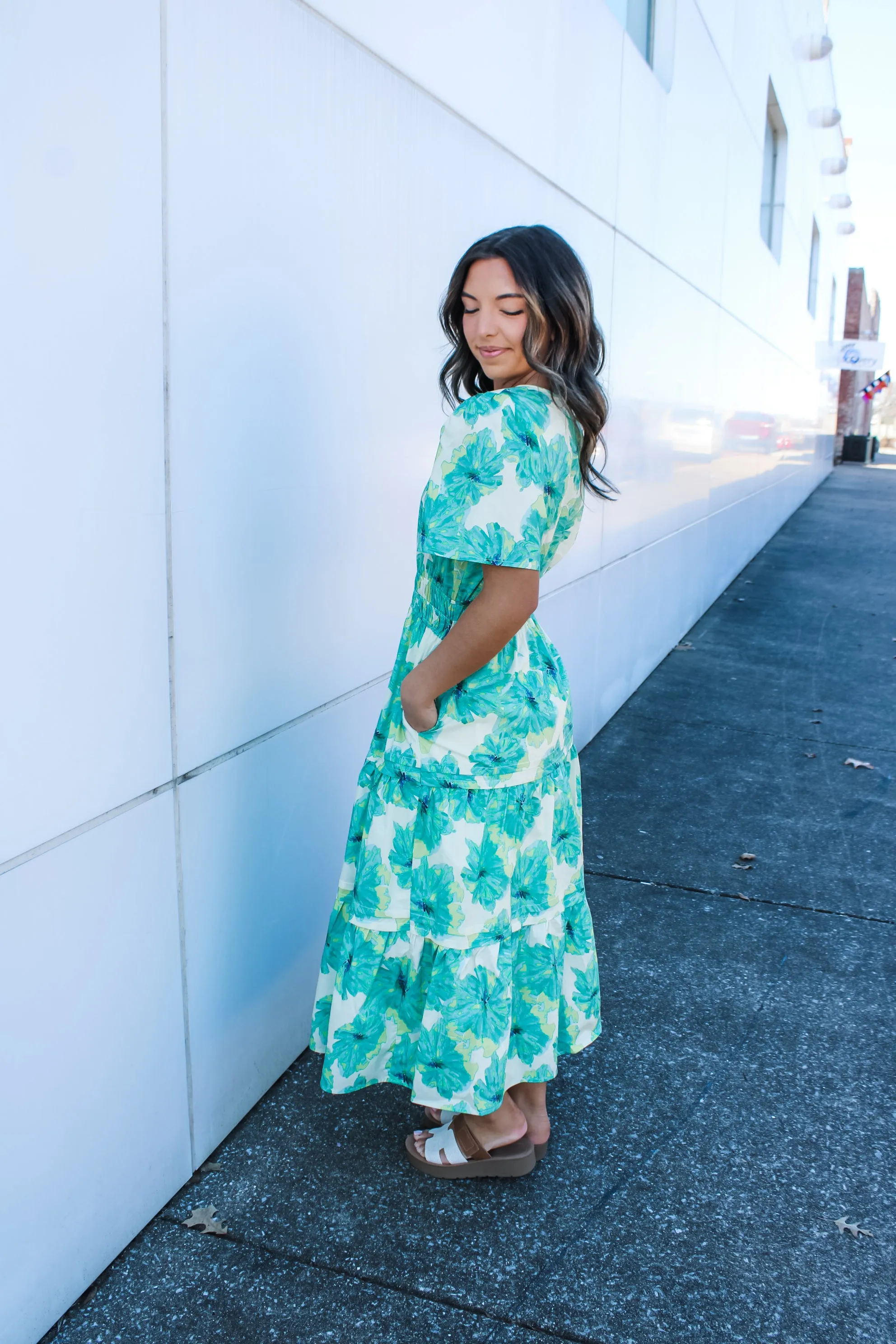 Wildflower Meadow Poplin Midi • Green