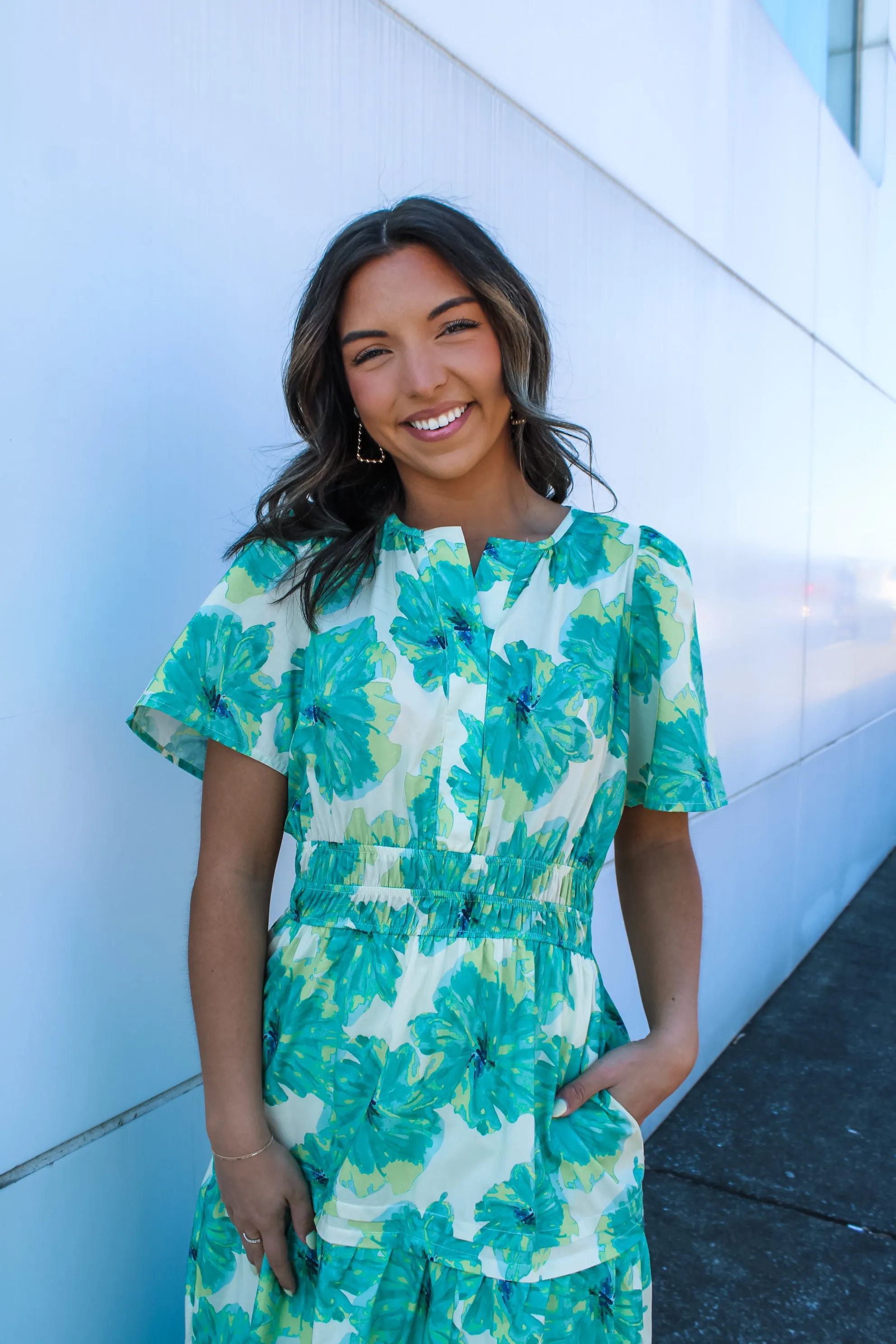 Wildflower Meadow Poplin Midi • Green