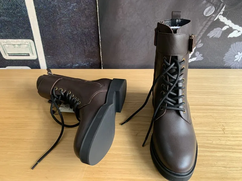 Withered england retro high street fashion cowhide soft zippers High top Martin boots women shoes woman botas mujer shoes women