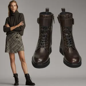 Withered england retro high street fashion cowhide soft zippers High top Martin boots women shoes woman botas mujer shoes women