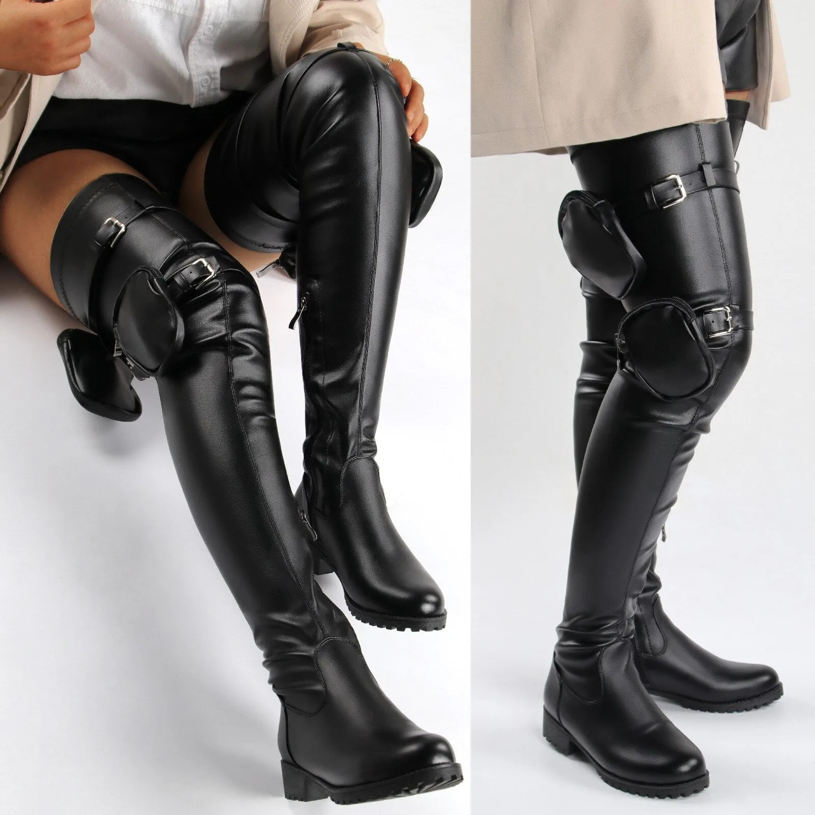 Women High Heels Shoes Winter Leather Long Boots