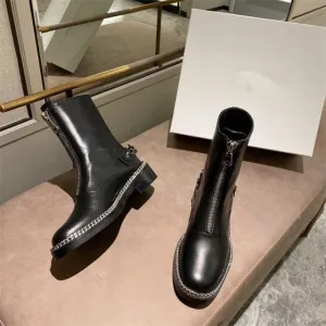 Women Low Heel Buckle Patchwork Punk Cool Motorcycle Boots