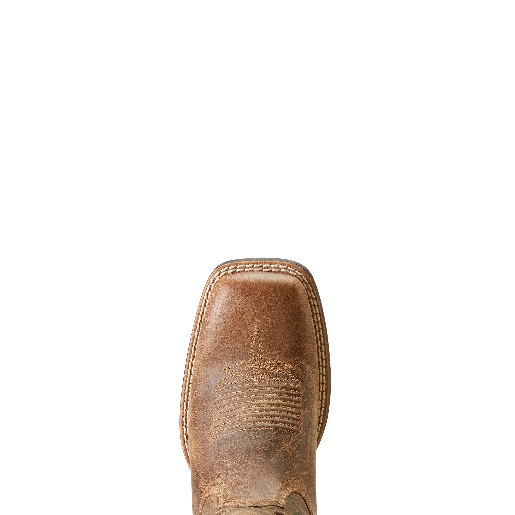 Women's Ariat Brown Longview Broad Square Toe Western Boots with Red/White/Blue Inlay
