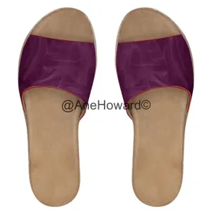 WOMEN'S LEATHER SLIDERS Pink Smoke