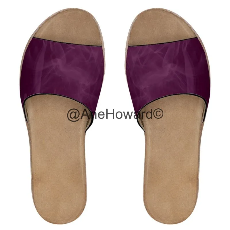 WOMEN'S LEATHER SLIDERS Pink Smoke