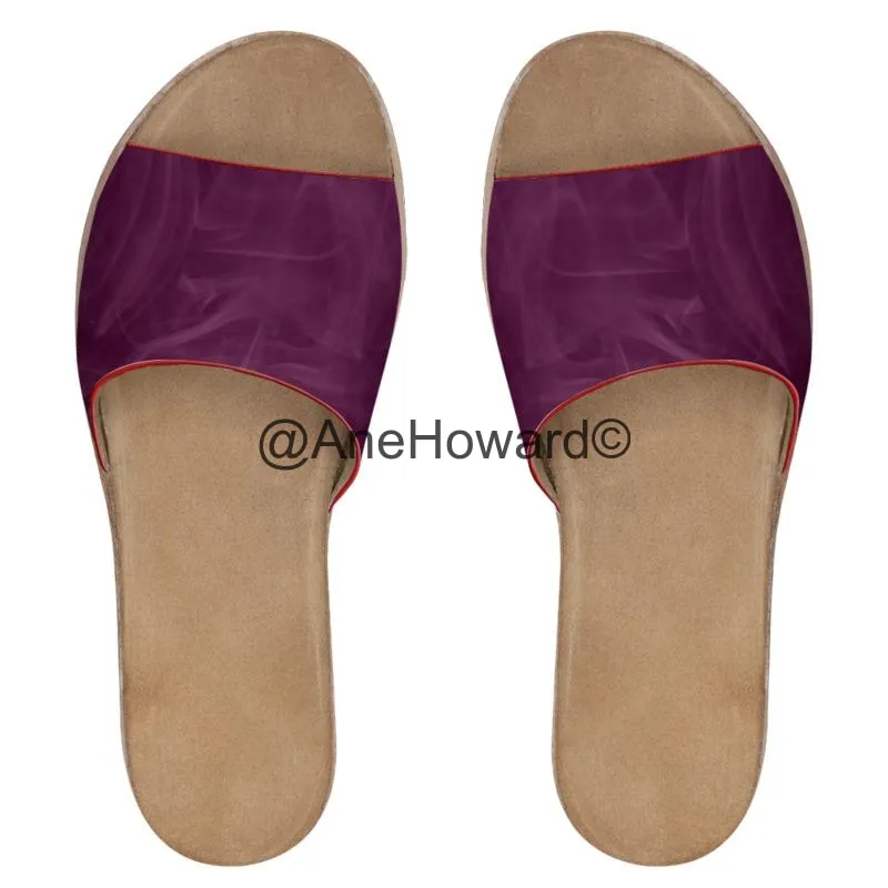 WOMEN'S LEATHER SLIDERS Pink Smoke