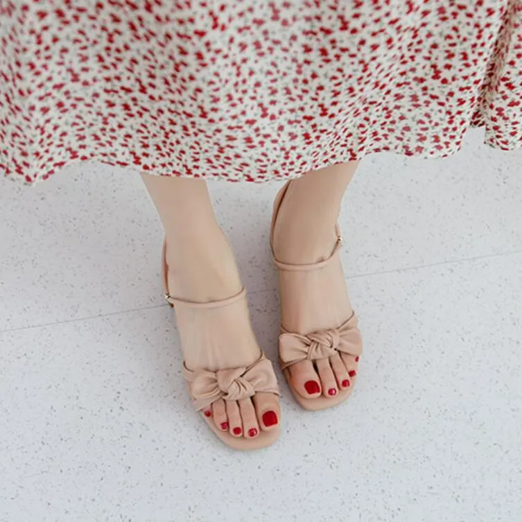 Women's Small Size Block Mid Heel Sandals GS388